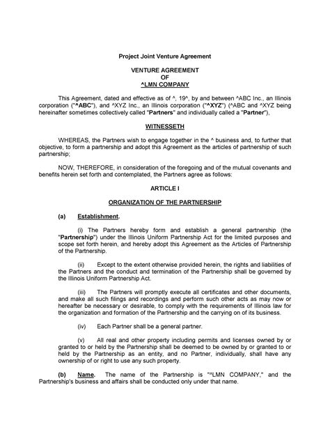 70 30 Partnership Agreement Template