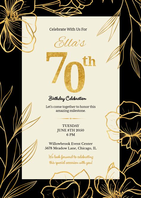 70th Birthday Invitation Templates Free