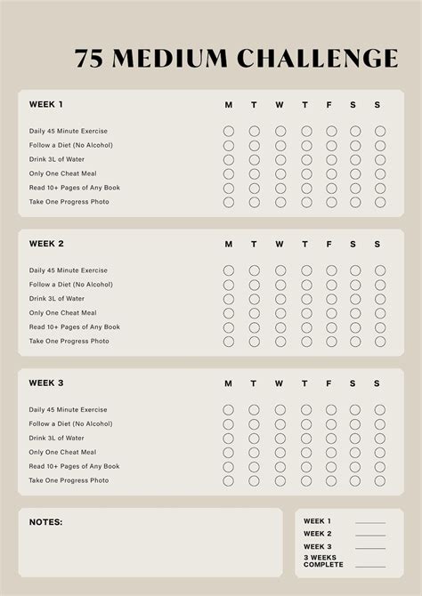 75 Medium Challenge Free Tracker Printable