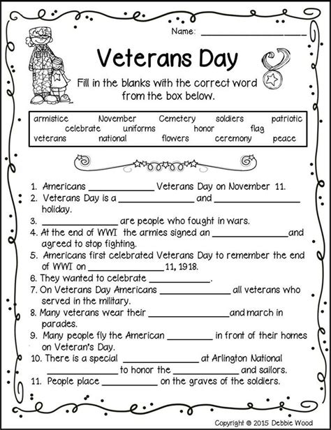 9th Grade Free Printable Lesson Veterans Day