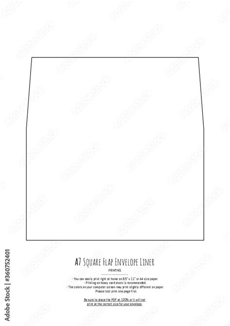 A7 Envelope Liner Template Square Flap