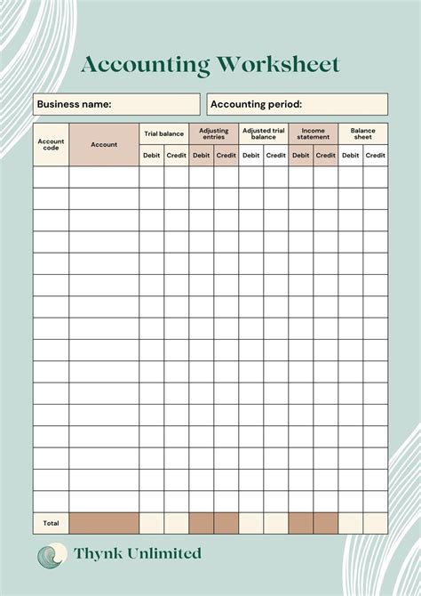 Accounting Sheet Template