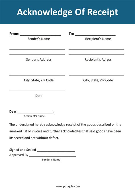 Acknowledge Receipt Template