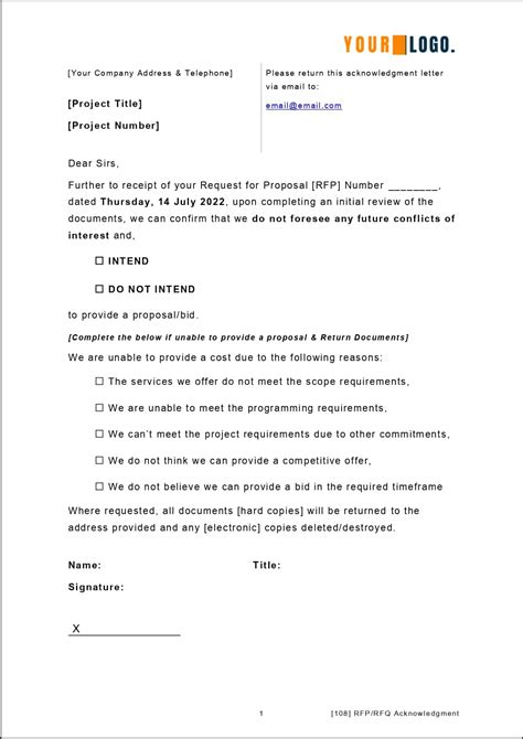 Acknowledgement Email Template