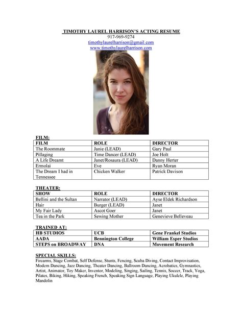 Acting Resume Template Free
