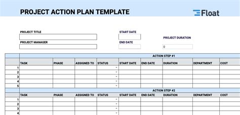 Action Plan Templates For Projects