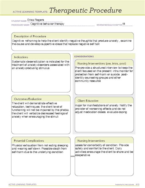 Active Learning Template Therapeutic Procedure