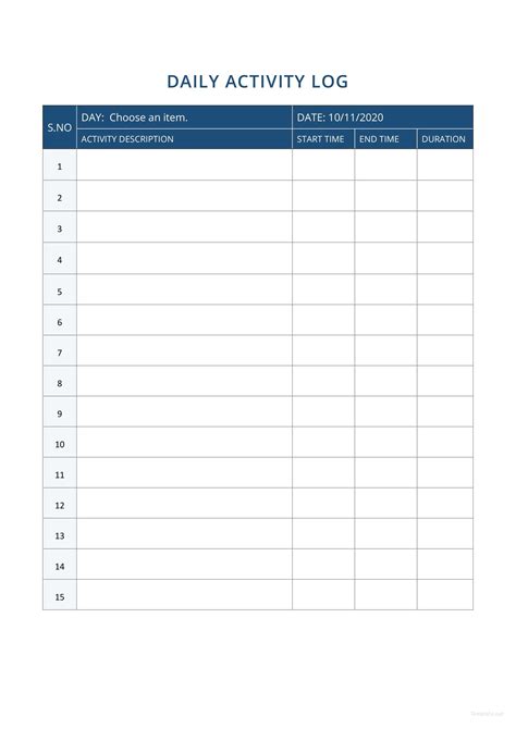 Activity Report Template Word