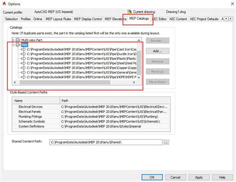 Ad In File Catalog For My Autocad Mep