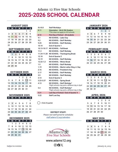 Adams 12 Calendar 25 26 Printable