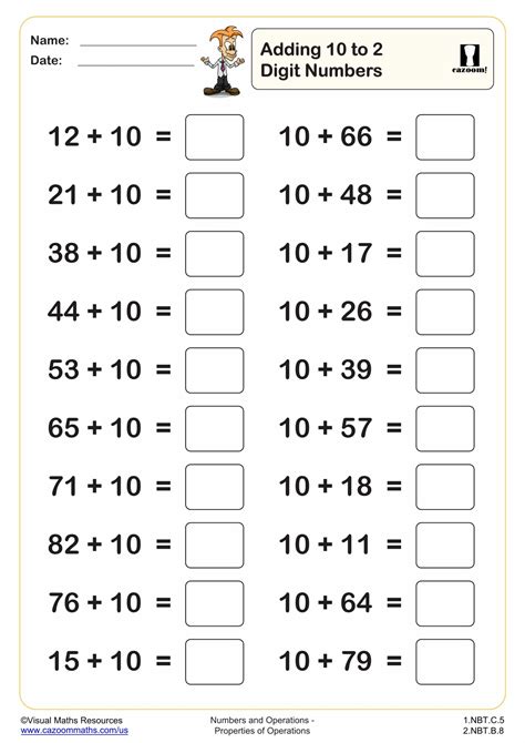 Adding 10 To A Number Printable Game