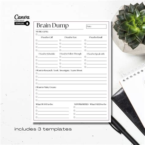 Adhd Brain Dump Template Free