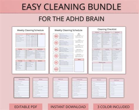 Adhd Cleaning Schedule Template
