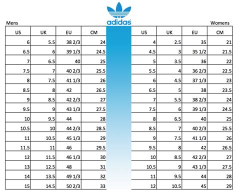 Adidas Footwear Size Chart