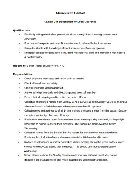 Administrative Assistant Job Description Template
