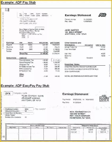Adp Paycheck Template