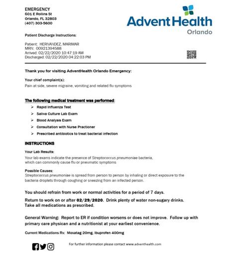 Adventhealth Doctors Note Template