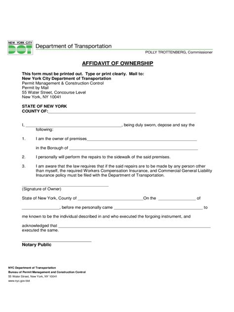 Affidavit Of Ownership Template