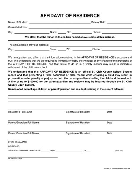 Affidavit Template For Proof Of Residence
