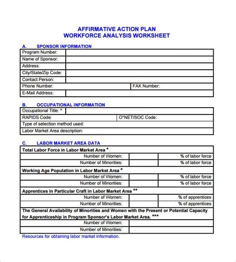 Affirmative Action Plan Template