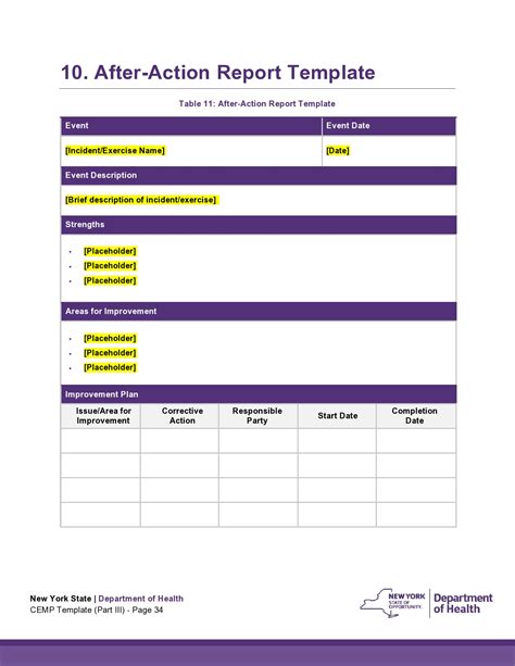 After Action Report Template Word