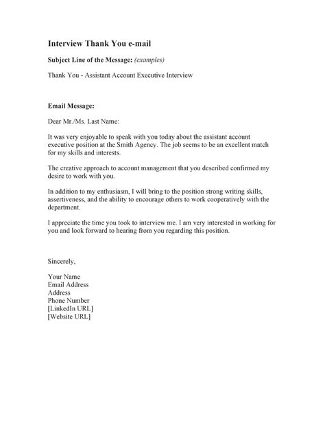 After Interview Thank You Email Template