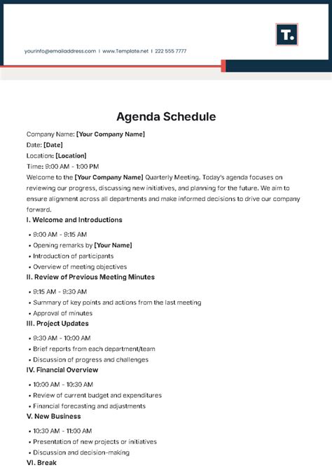Agenda Template Free