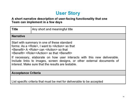 Agile User Story Template