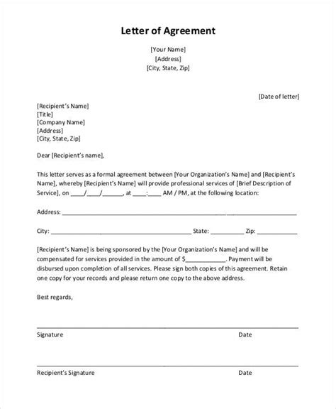 Agreement Letter Template