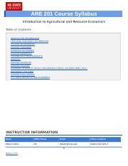 Agricultural And Resource Economics Course Catalog Nc State