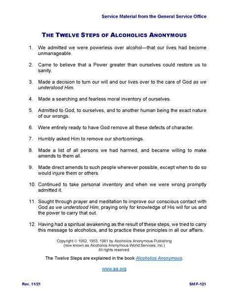 Alcoholics Anonymous How It Works Printable