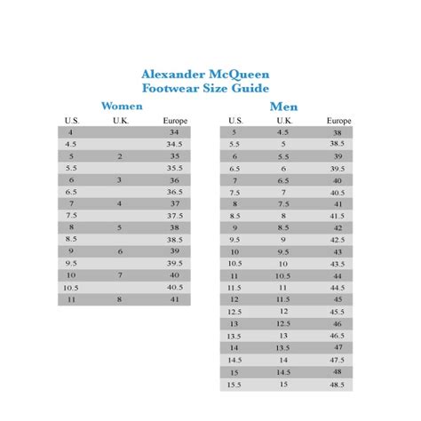 Alexander Mcqueen Size Chart