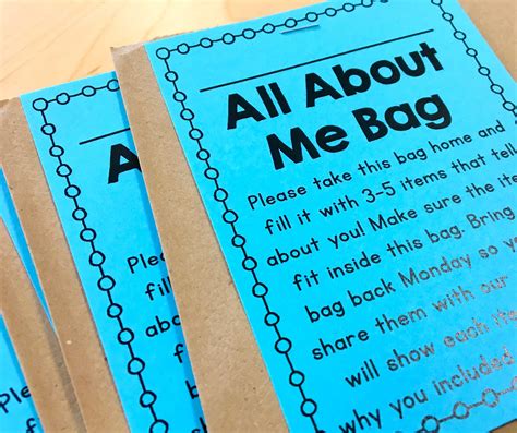 All About Me Bag Template