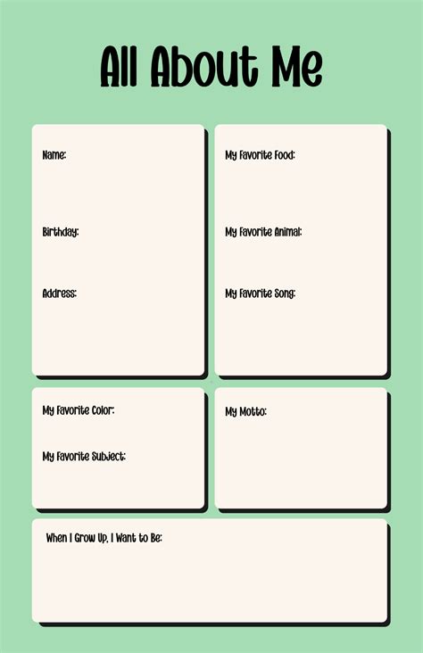 All About Me Person Template