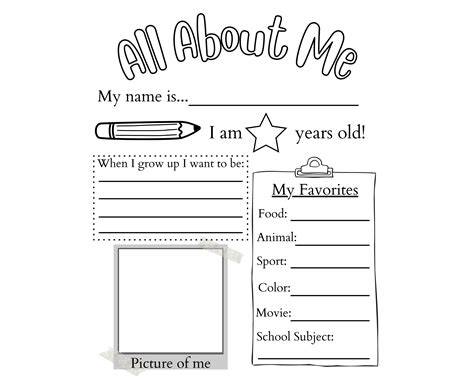 All About Me Template For Elementary Students