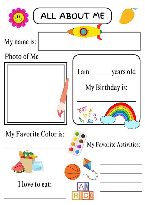 All About Me Template For Preschool