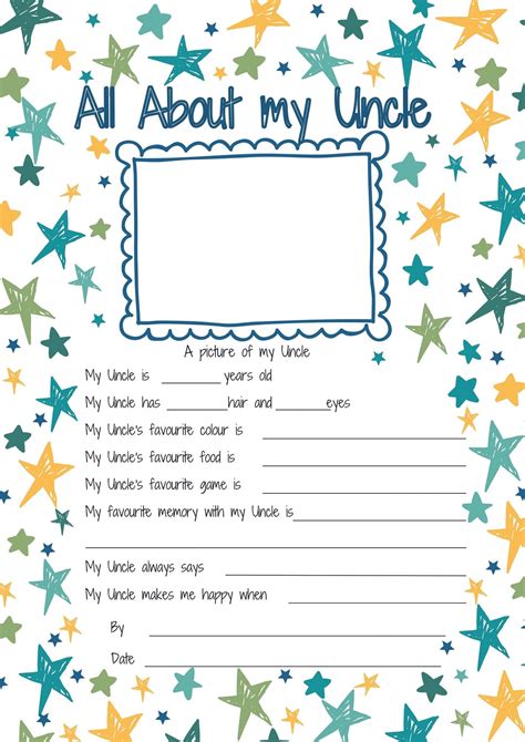 All About My Uncle Printable