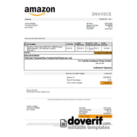 Amazon Invoice Template