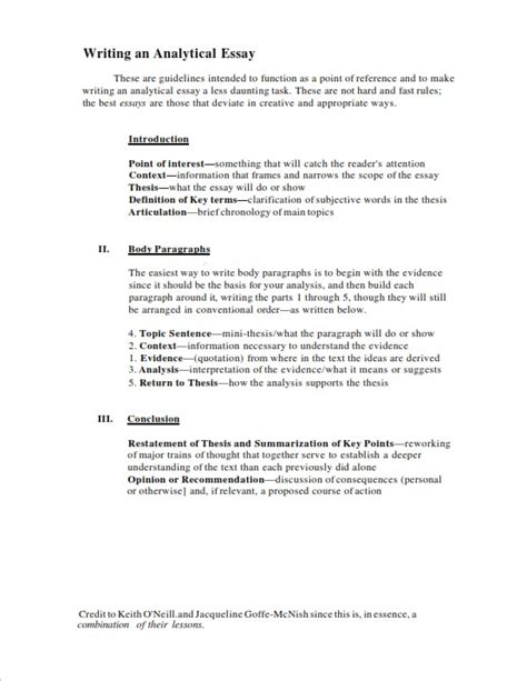 Analytical Essay Template