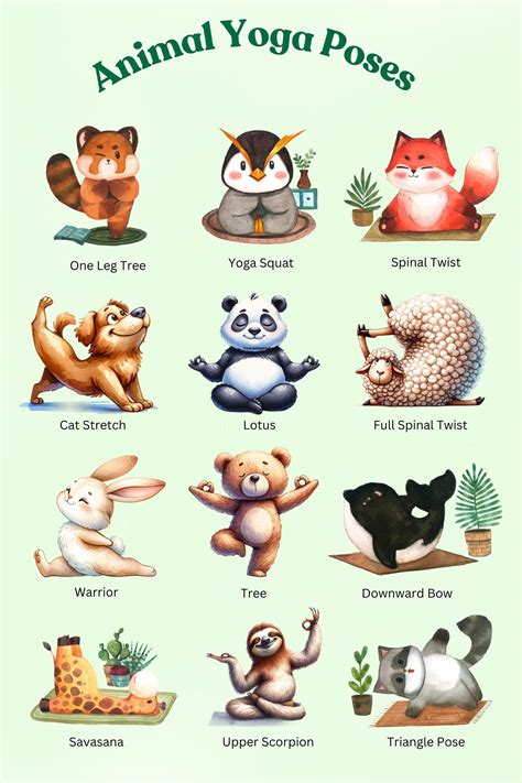 Animal Yoga Poses For Kids Free Printable