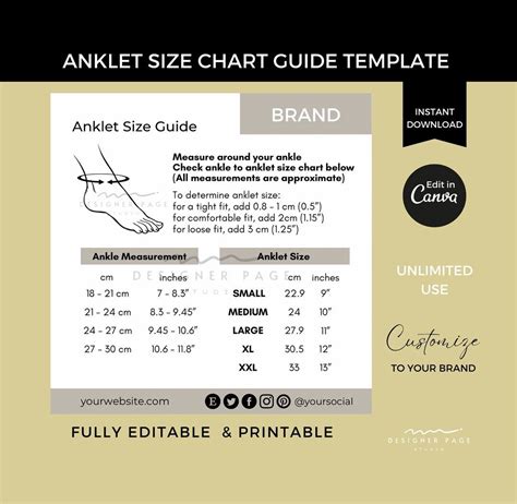 Ankle Bracelet Sizing Chart