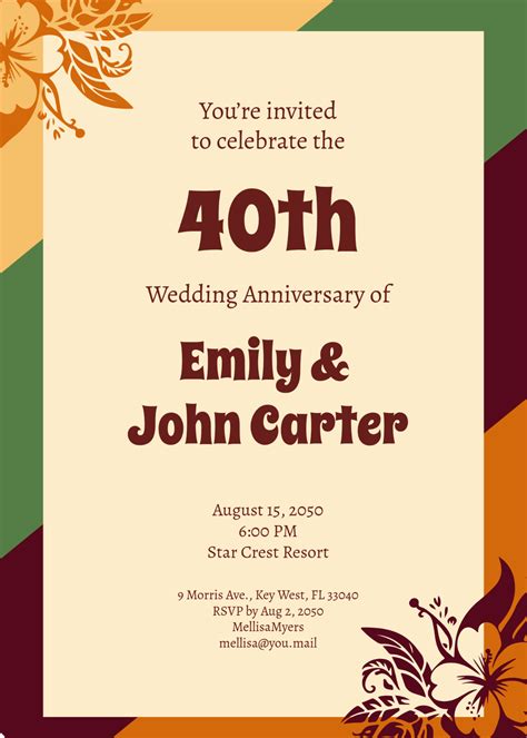 Anniversary Invitations Templates