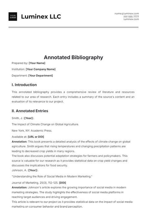 Annotated Bibliography Template