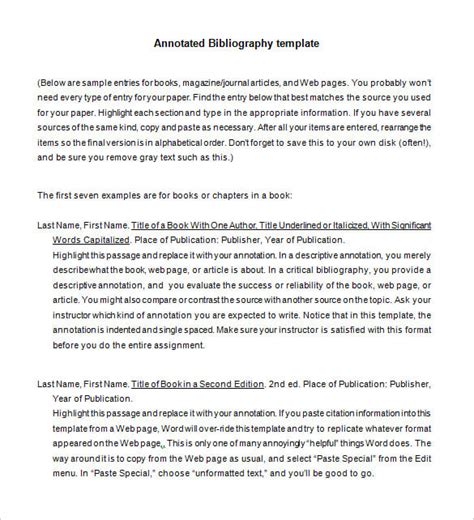 Annotated Bibliography Templates