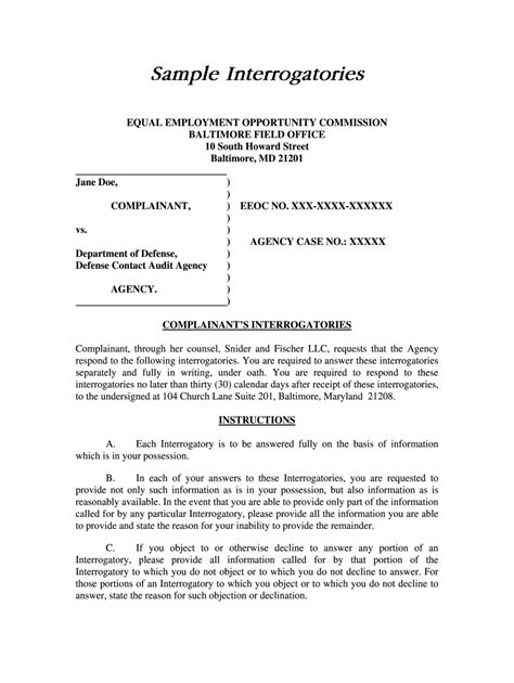 Answer Interrogatories Template