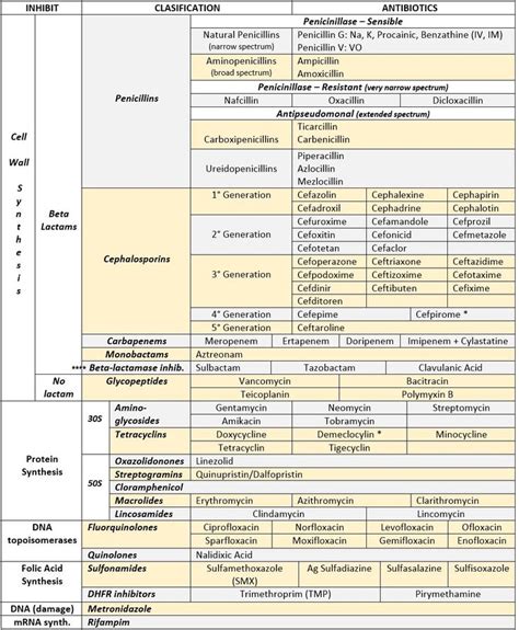 Antibiotic Mechanism Of Action Chart
