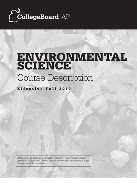 Ap Environmental Science Course Description Course Catalog