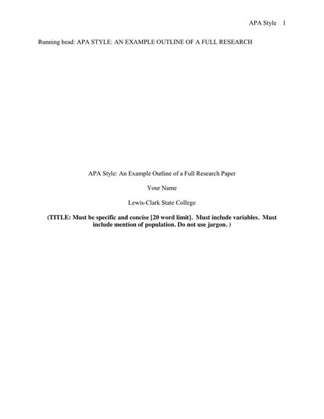 Apa Format Research Proposal Template