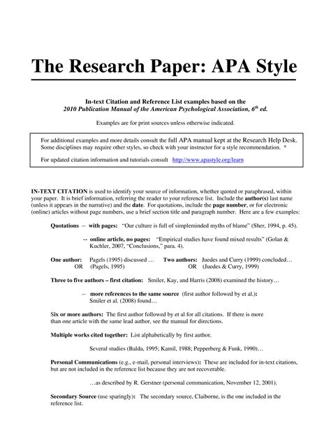 Apa Research Paper Format Template