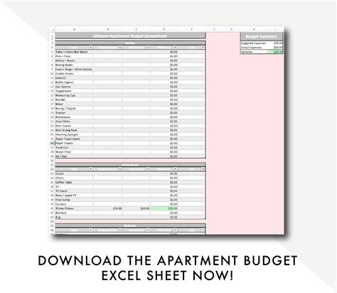 Apartment Budget Template